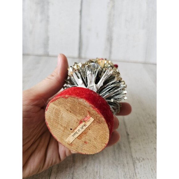 Vintage gold flocked fruit bottle mini tree Xmas pinecone decor - Picture 9 of 12